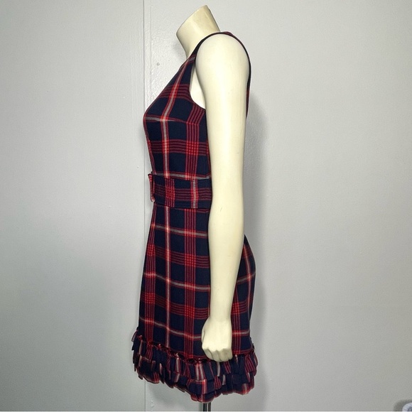 Fall/Winter - Fine Garments by Bell Navy/Red Plaid Bow Ruffles Dress Sz 2 - Picture 6 of 11